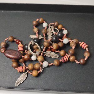 38.5 Inch Lucky Brand Wood Bead Necklace